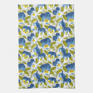 Blue Pansy Pattern Theedoek