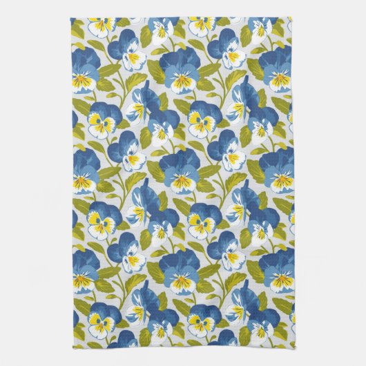 Blue Pansy Pattern Theedoek (Verticaal)