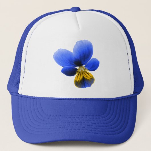 Blue Pansy Trucker Hat Pet (Voorkant)