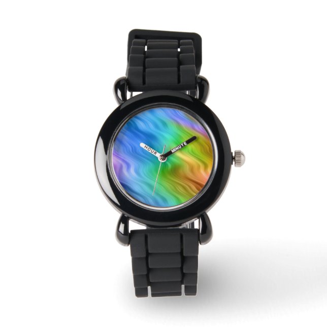 Blue Pansy Wavy Texture Horloge (Voorkant)