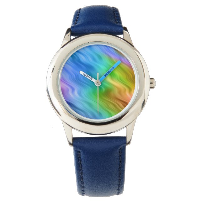 Blue Pansy Wavy Texture Horloge (Voorkant)