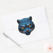 Blue Panther Head Silhouette Ronde Sticker (Envelop)