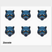 Blue Panther Head Silhouette Ronde Sticker (Vel)