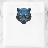 Blue Panther Head Silhouette Ronde Sticker (Tas)