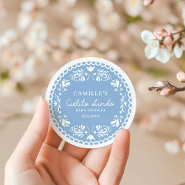 Blue Papel Picado Boy Baby shower Ronde Sticker