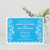Blue Papel Picado Cinco de Mayo Engagement Party Kaart (Staand voorkant)