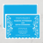 Blue Papel Picado Cinco de Mayo Engagement Party Kaart (Voorkant / Achterkant)