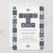 Blue Papel Picado Fiesta Het is een Boy Baby showe Kaart (Voorkant)