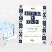 Blue Papel Picado Fiesta Het is een Boy Baby showe Kaart