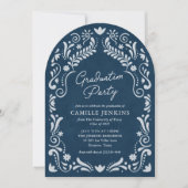 Blue Papel Picado Foto Afstuderen Kaart (Voorkant)