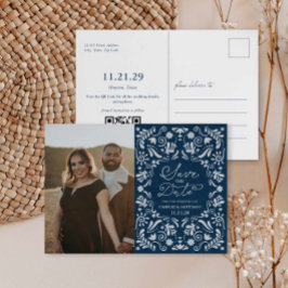 Blue Papel Picado Foto Sla het Briefkaart Datum op