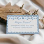 Blue Papel Picado Luier Raffle Ticket Informatiekaartje