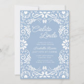 Blue Papel Picado Mexican Boy Baby shower Kaart (Voorkant)