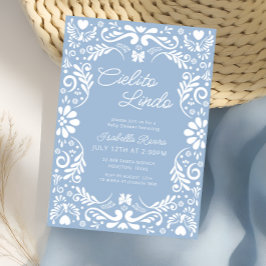 Blue Papel Picado Mexican Boy Baby shower Kaart