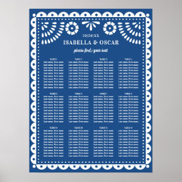Blue Papel Picado Wedding Reception Signaal Poster