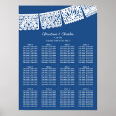 Blue Papel Picado Wedding Seating Chart Poster (Voorkant)