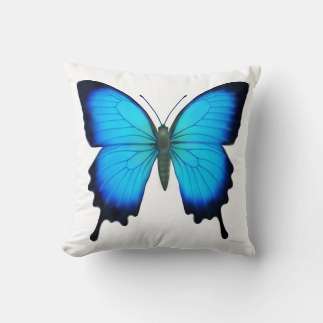 Blue Papilio Ulysses Butterfly Pillow Kussen (Voorkant)