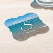 Blue Paradise Trouwpapier Onderzetters (Gekanteld)