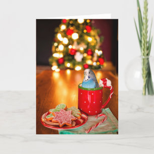 Blue Paraket Kerstmis gevouwen Wenskaart Kaart