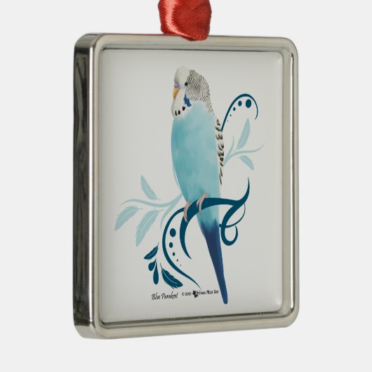 Blue Paraket Metalen Ornament (Rechts)