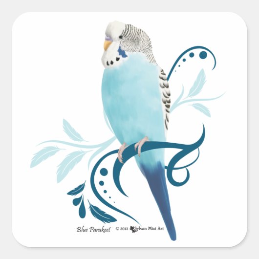 Blue Paraket Vierkante Sticker (Voorkant)