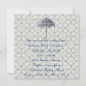  Blue Parasol Damask Baby Boy Shower Kaart (Achterkant)
