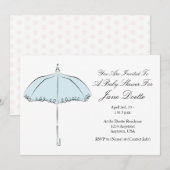 Blue Parasol Douche Uitnodiging (Voorkant / Achterkant)