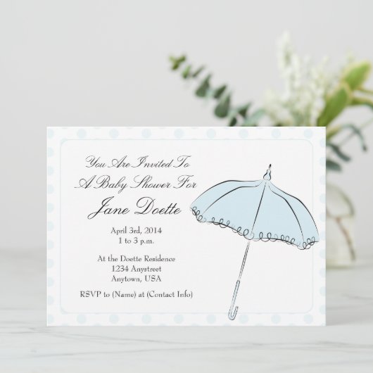 Blue Parasol Shower Kaart (Staand voorkant)