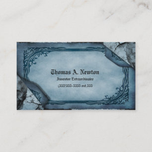 Blue Parchment Calling Card Gothic Visitekaartje Contactkaartje