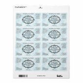 Blue parchment vintage frame cosmetic label (Full Sheet)