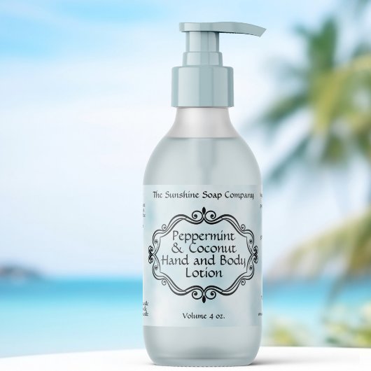 Blue parchment vintage frame cosmetic label