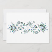 Blue Pareltjes Floral Party Invitation Kaart (Achterkant)