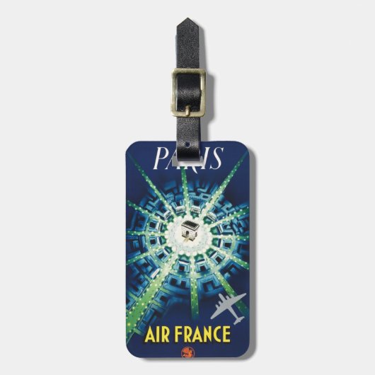 Blue  Paris Frans Air Travel Europe Bagagelabel (Voorkant verticaal)