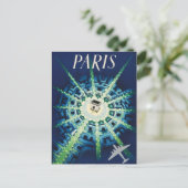 Blue  Paris Frans Air Travel Europe Briefkaart (Staand voorkant)