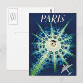 Blue  Paris Frans Air Travel Europe Briefkaart (Voorkant / Achterkant)