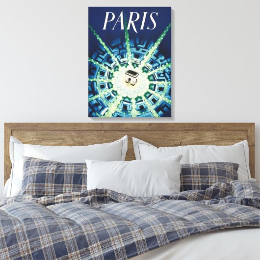 Blue  Paris Frans Air Travel Europe Canvas Afdruk (Insitu (Slaapkamer))