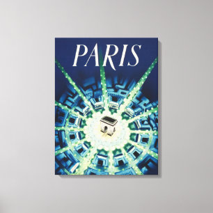 Blue  Paris Frans Air Travel Europe Canvas Afdruk