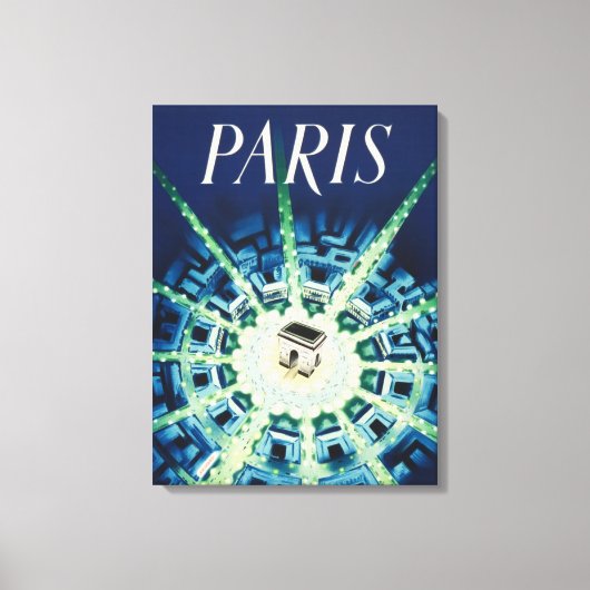 Blue  Paris Frans Air Travel Europe Canvas Afdruk (Voorkant)