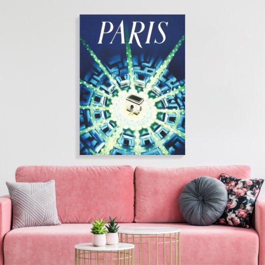 Blue  Paris Frans Air Travel Europe Canvas Afdruk (Insitu (Woonkamer))