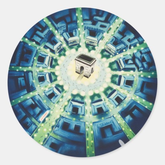 Blue  Paris Frans Air Travel Europe Ronde Sticker (Voorkant)