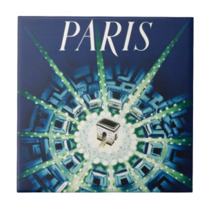 Blue  Paris Frans Air Travel Europe Tegeltje