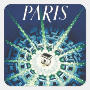 Blue Paris Frans Air Travel Europe Vierkante Sticker