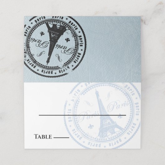 Blue Paris paspoort Plaatskaartje (Buitenkant ongevouwen)