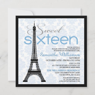 Blue Paris Sweet 16 Kaart