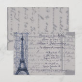 Blue Parisian Bridal Shower-uitnodiging Kaart (Voorkant / Achterkant)