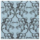Blue Parisian Damask Pattern Fabric Stof (Close Up)
