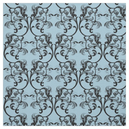 Blue Parisian Damask Pattern Fabric Stof (Swatch)