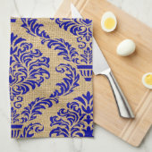 Blue Parisian Moods Damask Theedoek (Quarter Fold)