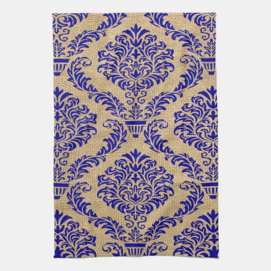Blue Parisian Moods Damask Theedoek (Verticaal)