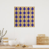 Blue Parisian Moods Fleur de Lys Pattern Poster (Keuken)